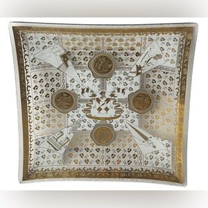 Signed "RoJack" MCM Gold Leaf French Themed Glass Tray